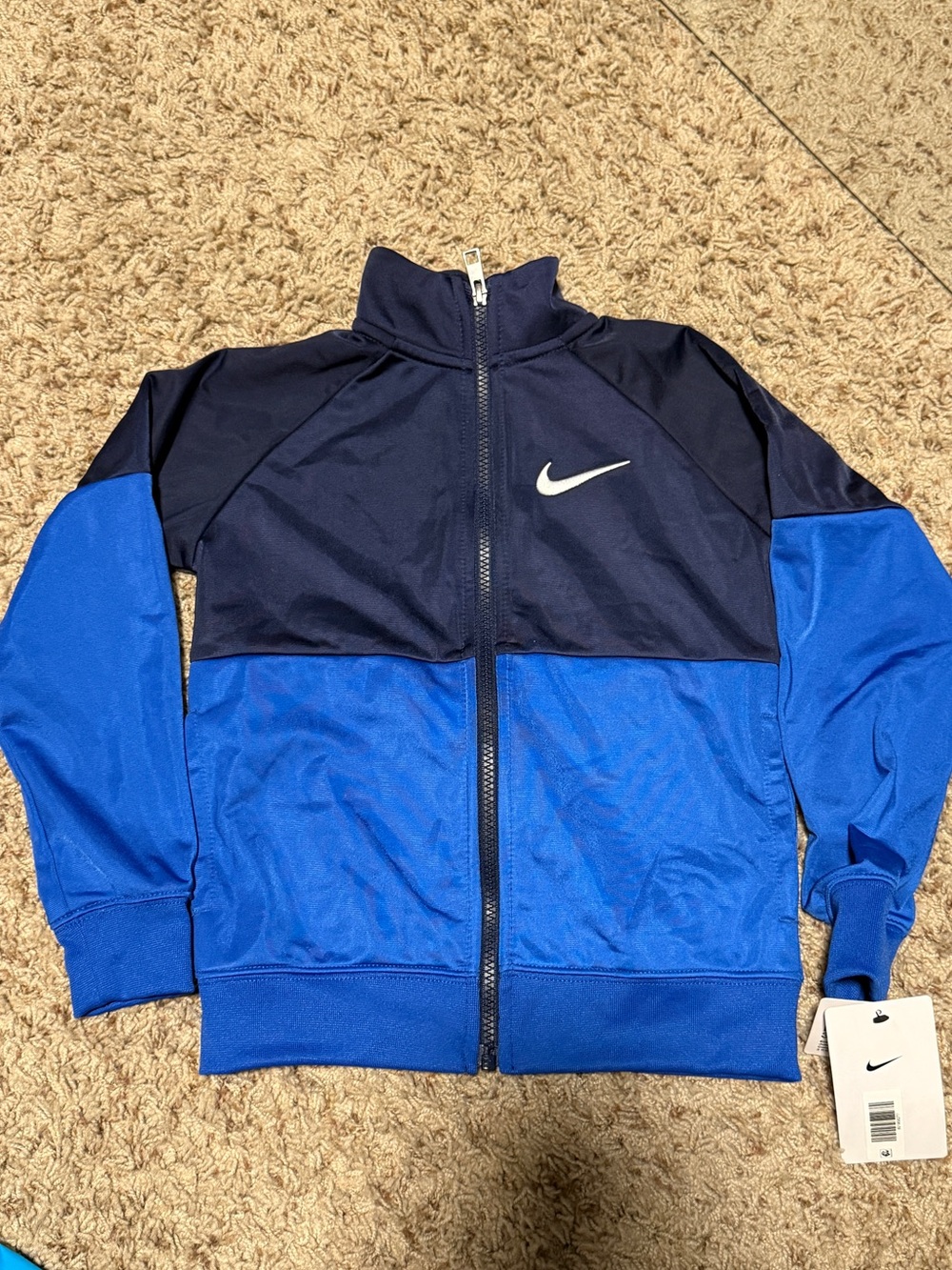 Boy’s Nike Navy and Royal Blue Colorblock Full-Zip Performance Jacket NWT